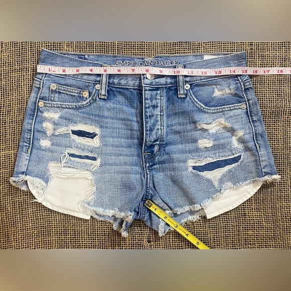 American Eagle Denim Distressed Shorts, Size 4, High Rise Festival Shortie - Picture 5 of 6